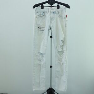 True Religion Geno Jeans Men's 30 x 32 Worn Sunfaded Relaxed Slim Fit Distressed